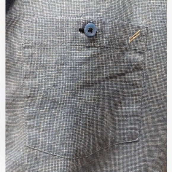 Daniel  Hechter Linen Blend Blue Short Sleeve Dress Shirt Size 2X - Picture 8 of 10